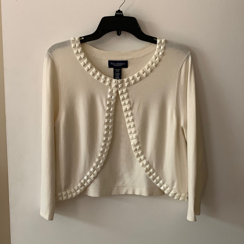 Not for sale (donated) New Addition cardigans sweeter in ivory. - Picture 1 of 4